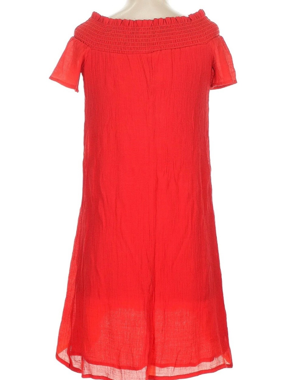Amadi Anthropologie Bright Red Off-Shoulder Shift Dress - Picture 6 of 8